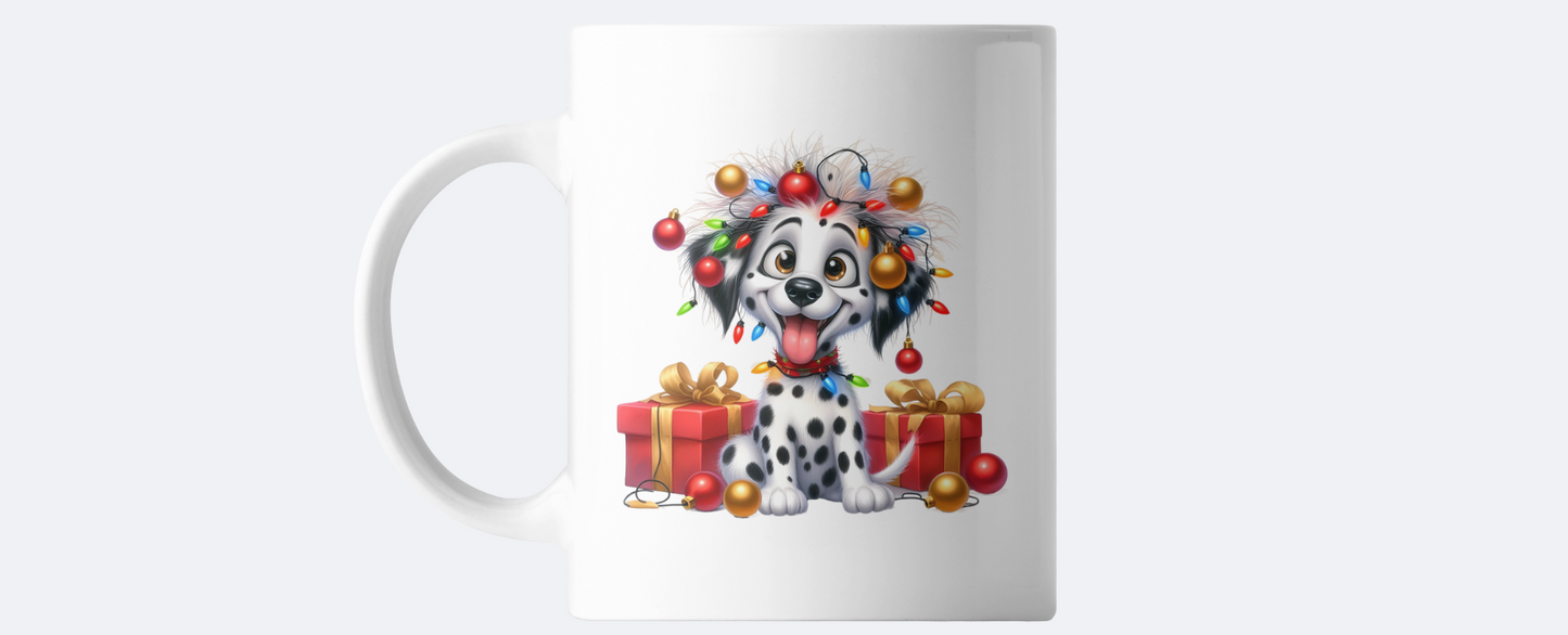 Dalmation with Christmas lights coffee mug
