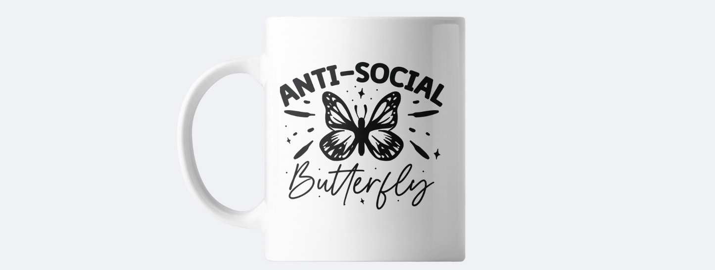 Anti social butterfly coffee mug