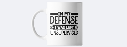 In my defense coffee mug