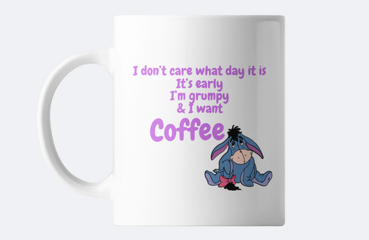 Eeyore "I want coffee" sublimation mug