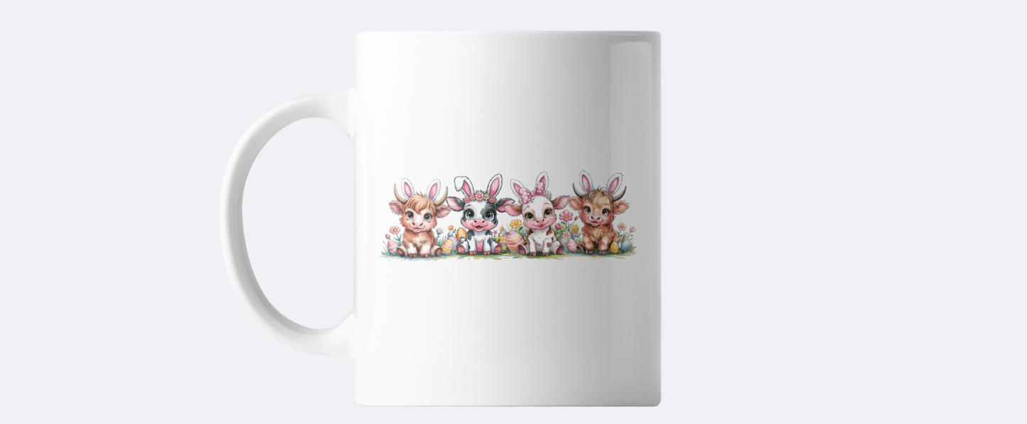 Highland cow easter coffee mug