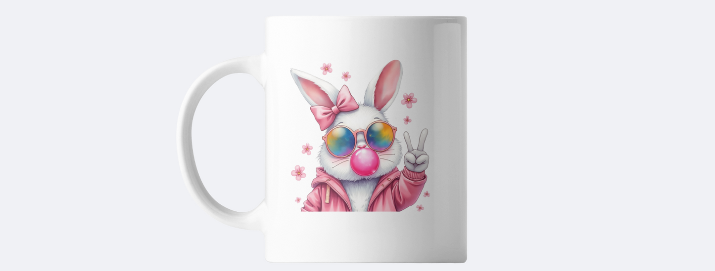 Bunny chewing gum coffee mug