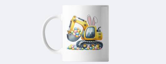 Digger picking up easter eggs coffee mug