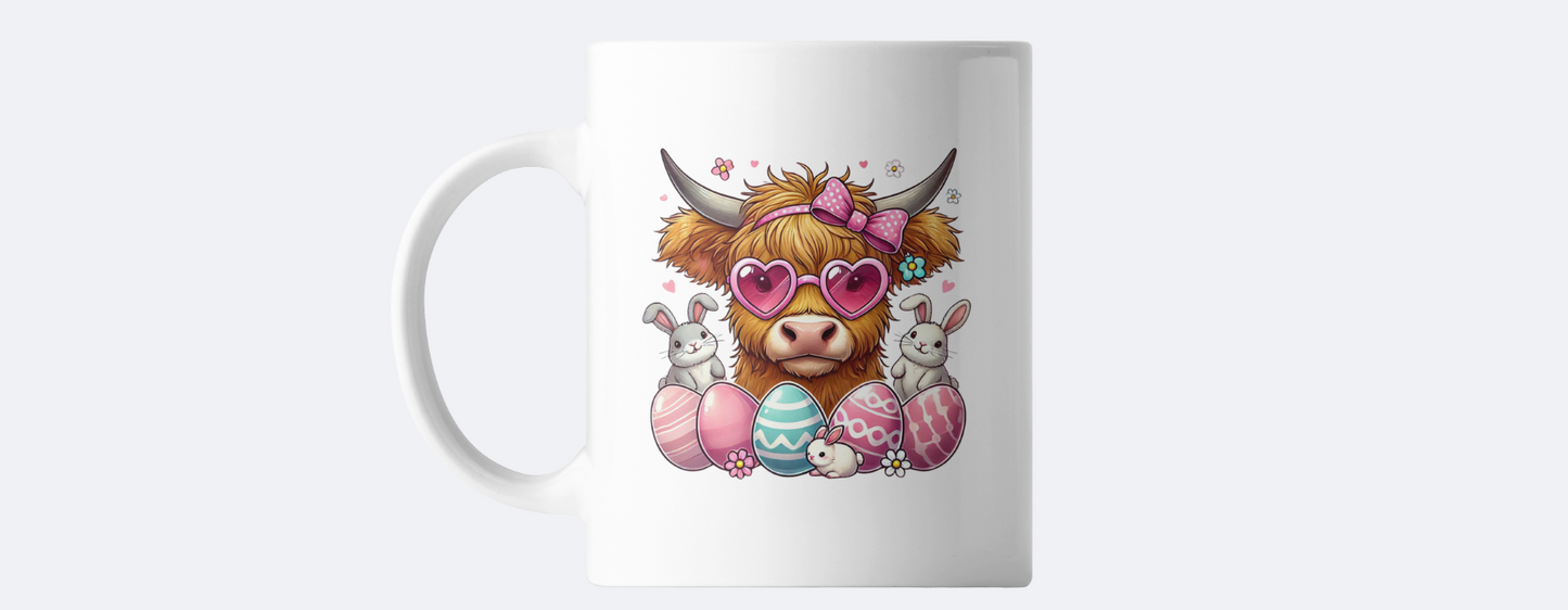 Highland cow easter coffee mug