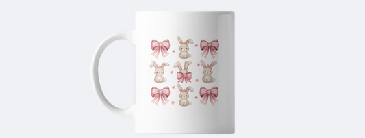 Bows and bunnies easter coffee mug