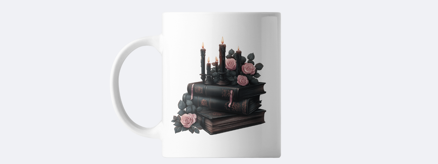 Goth candles and books coffee mug
