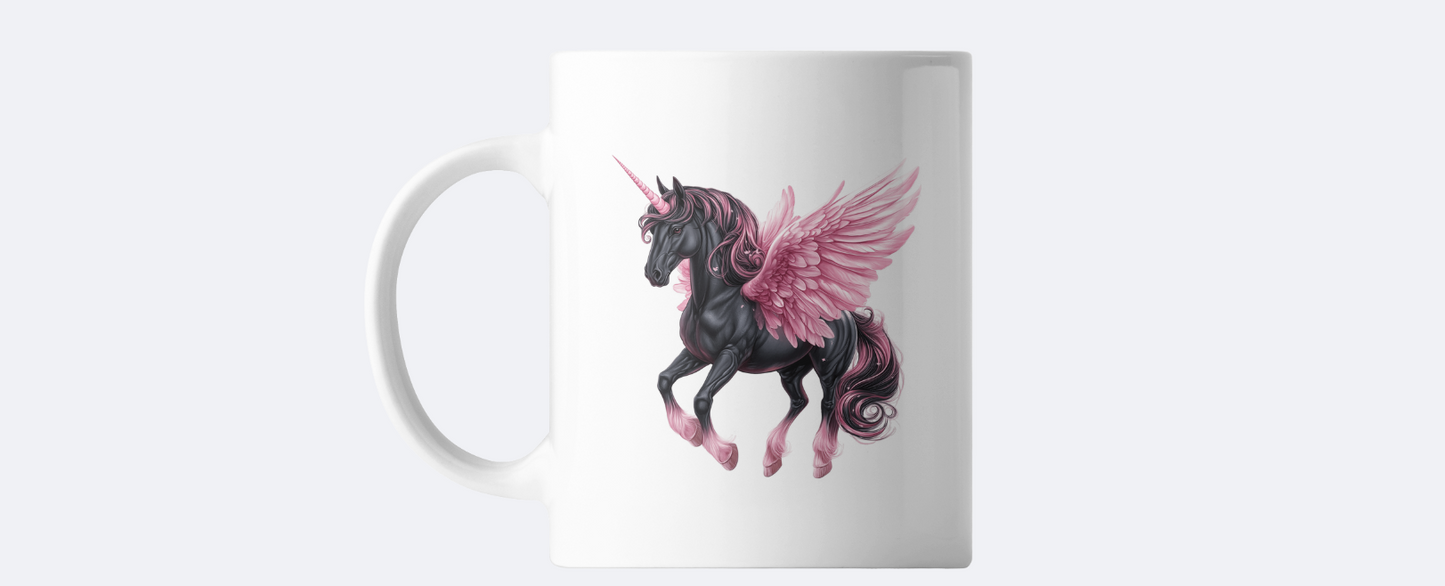 Pink goth unicorn coffee mug