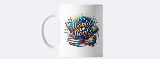 In a world of books coffee mug