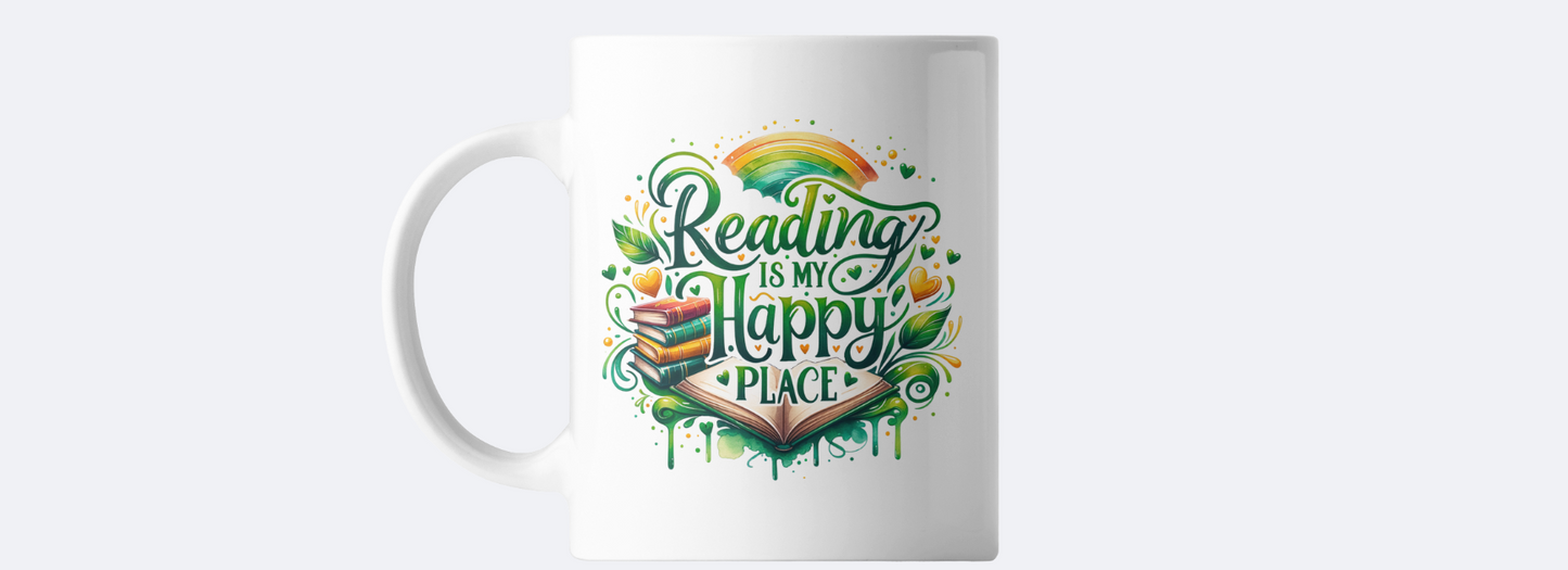 Reading is my happy place coffee mug