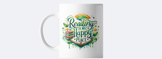 Reading is my happy place coffee mug