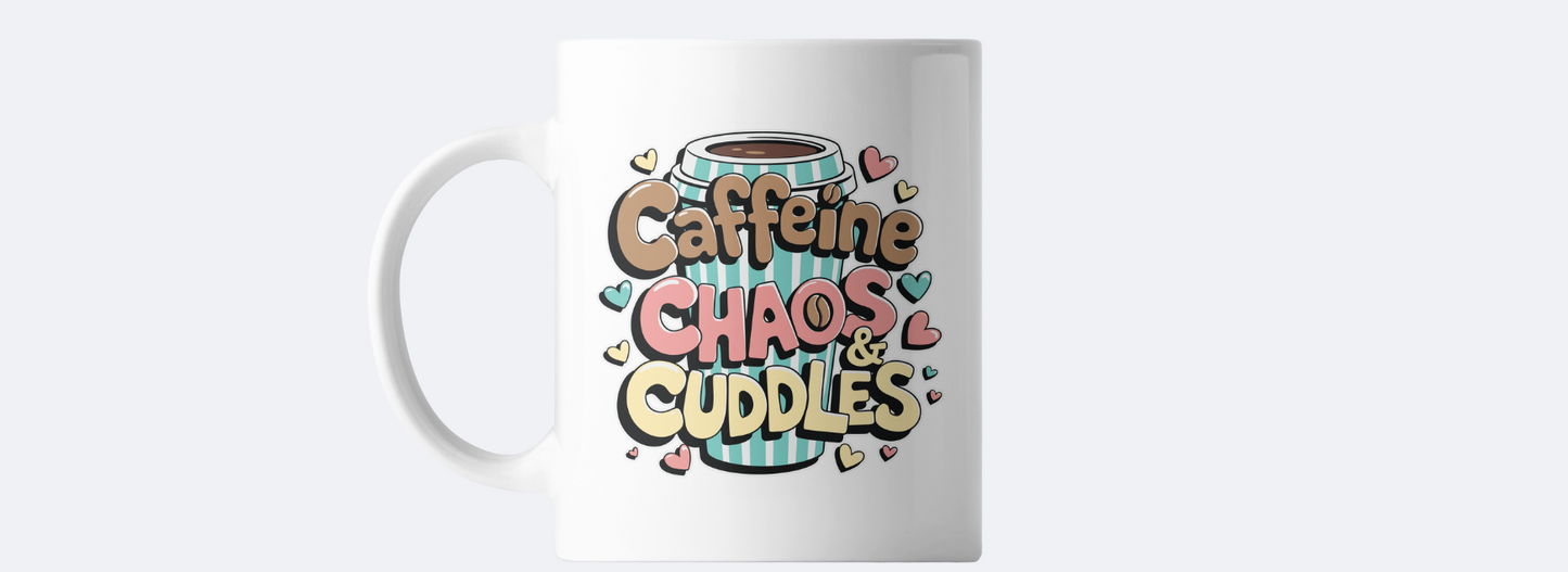 Caffeine chaos & cuddles coffee mug