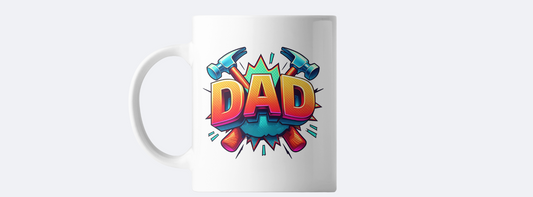 Dad coffee mug with hammer design