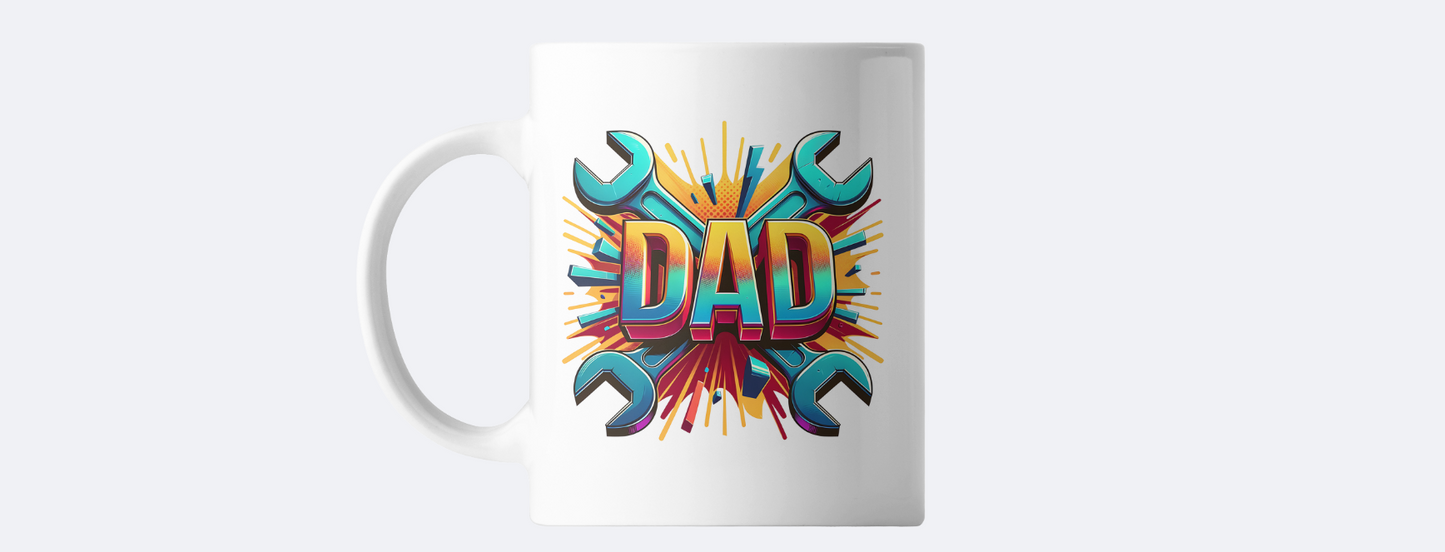 Dad coffee mug with spanner design