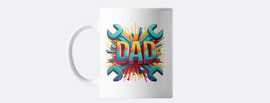Dad coffee mug with spanner design