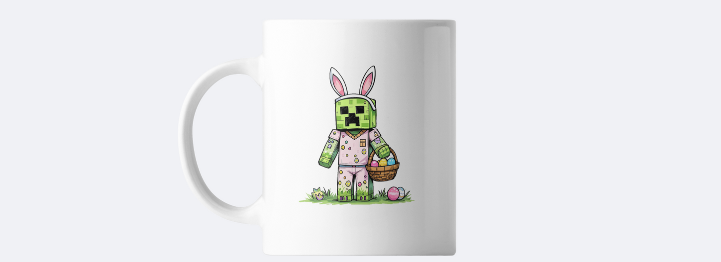 Minecraft creeper bunny easter coffee mug