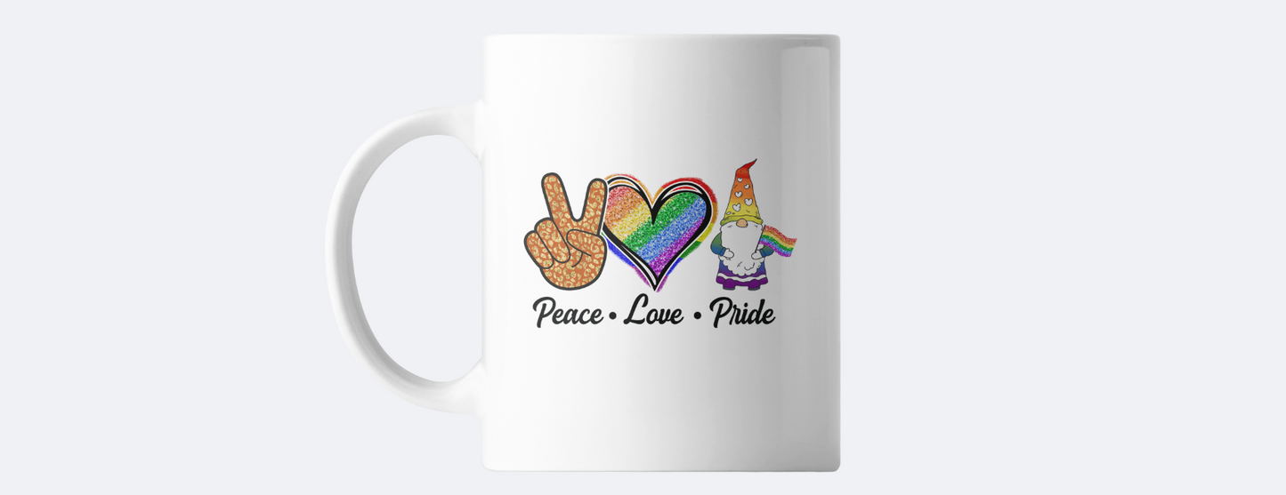 Peace Love Pride coffee mug
