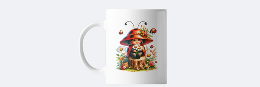Ladybug gnome coffee mug