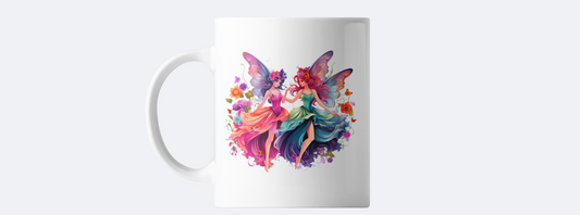 Pink  and blue fairies coffee mug