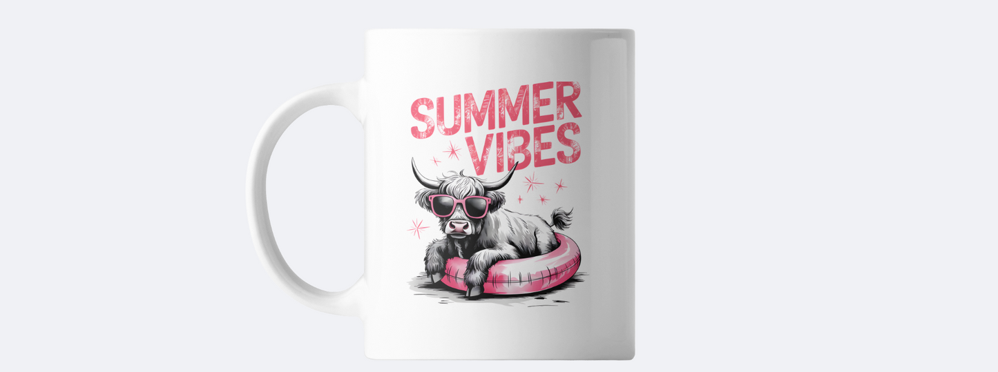 Sumer vibes highland cow coffee mug