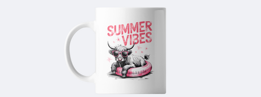 Sumer vibes highland cow coffee mug