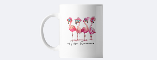 Hello summer flamingo coffee mug