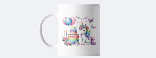 Unicorn birthday coffee mug