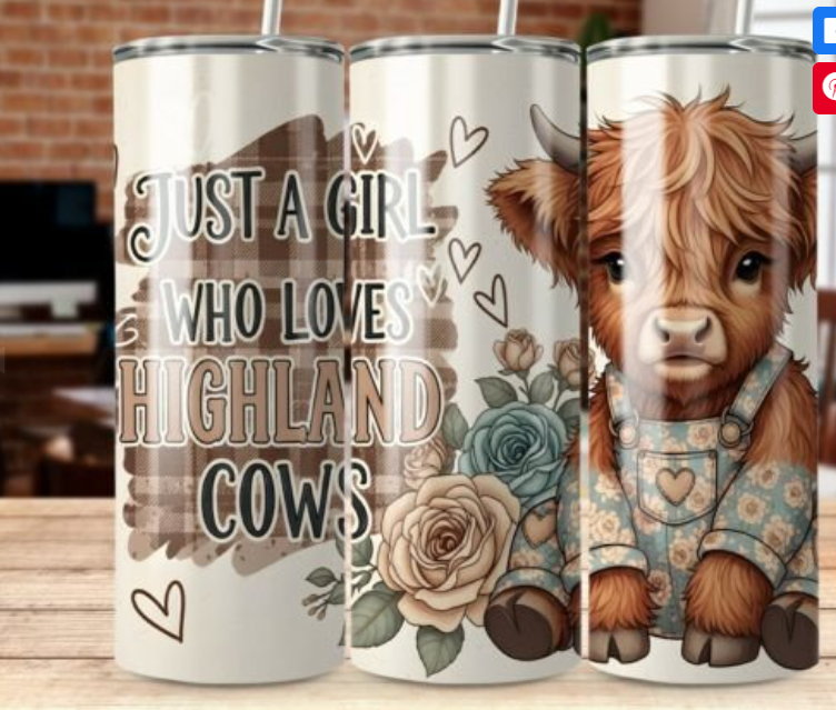 Just a girl who loves highland cows 20 oz steel tumbler