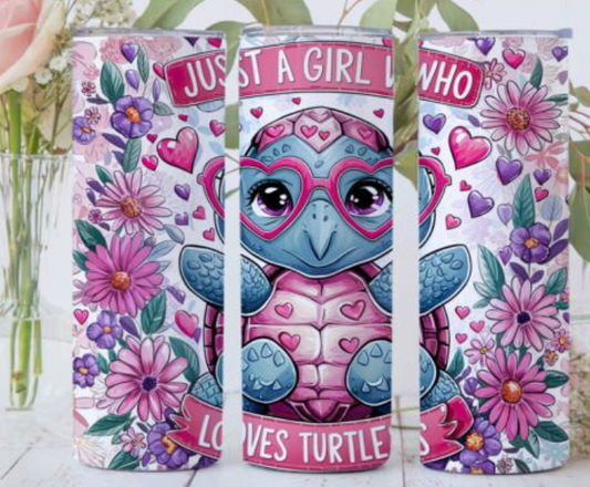 Just a girl who loves turtles 20 oz steel tumbler