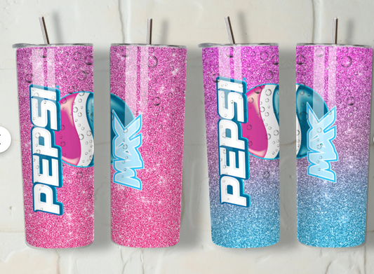 Pink Pepsi glitter steel tumbler