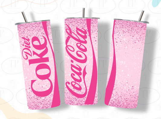 Pink glitter Diet coke steel tumbler
