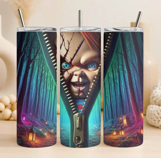 Chucky zipper effect 20 oz steel tumbler