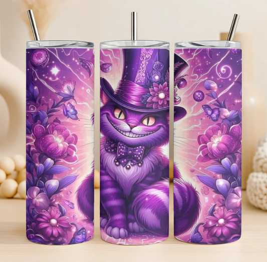 Purple cat halloween 20 oz steel tumbler