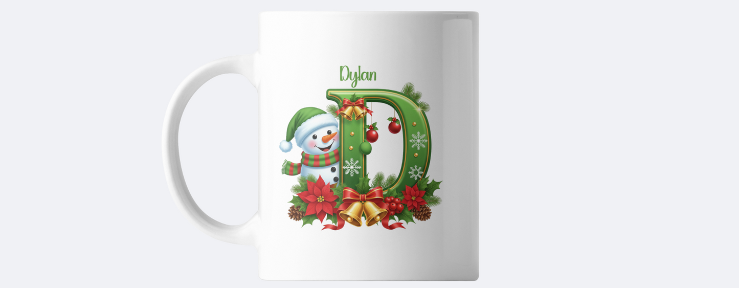 Personalised Christmas initial coffee mug - any name any letter