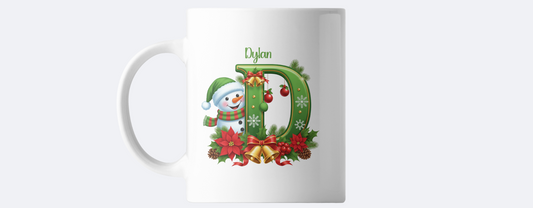 Personalised Christmas initial coffee mug - any name any letter