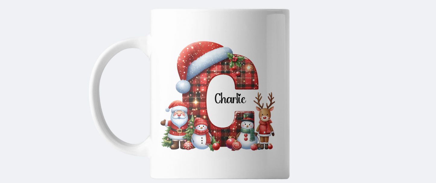Personalised Christmas initial coffee mug - any name any initial