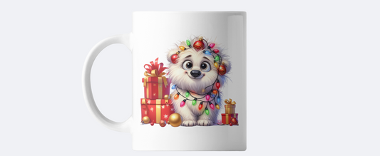 Polar Bear with Christmas lights coffee mug