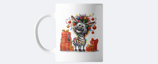 Zebra with Christmas lights coffee mug