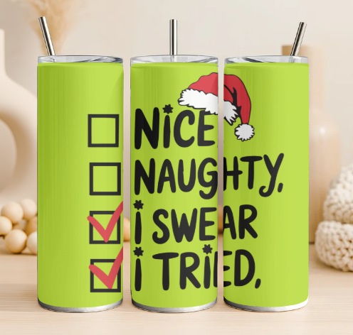 Naughty and nice 20 oz steel tumbler