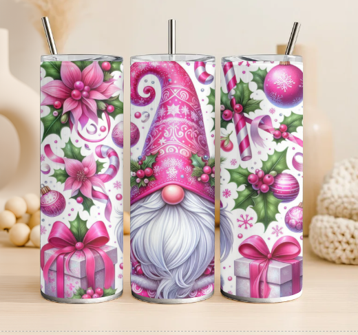 Pink Gonk Christmas 20oz steel tumbler