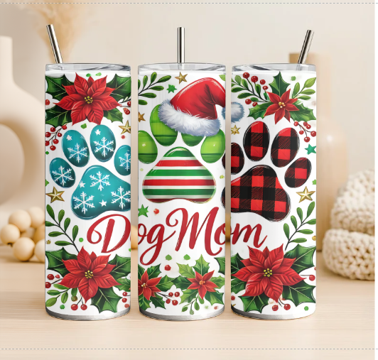 Dog mom Christmas 20oz steel tumbler