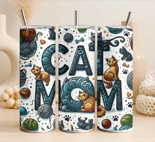 Cat mom 20oz steel tumbler
