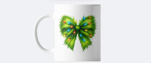 Green Grinch bow coffee mug